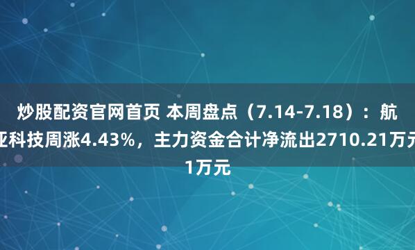 炒股配资官网首页 本周盘点（7.14-7.18）：航亚科技周涨4.43%，主力资金合计净流出2710.21万元